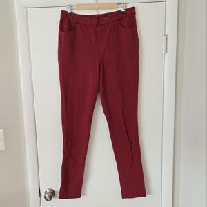 Denim & Company Red Stretch Skinny Legging Pants 12 Tall